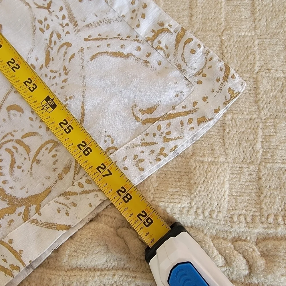 Lauren Ralph Lauren 100% Linen Gold Ivory Floral Print Shimmer Tunic size L